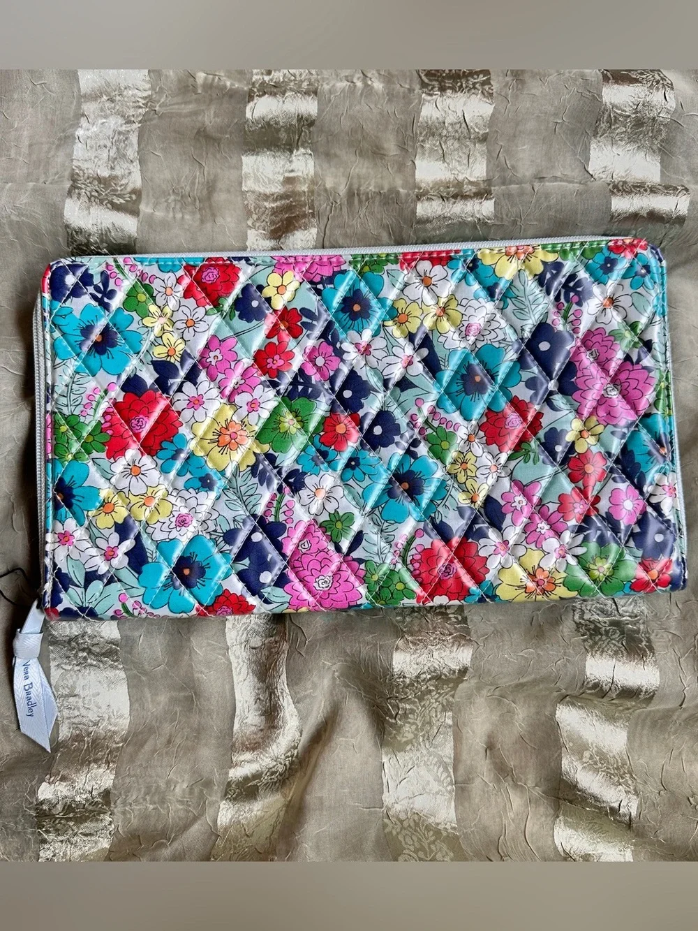 Vera Bradley Floral Blue Travel Cosmetic or Tech Clutch Case